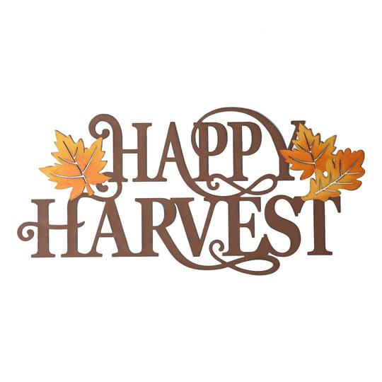 Glitzhome® 24" Metal "HAPPY HARVEST" Wall Décor